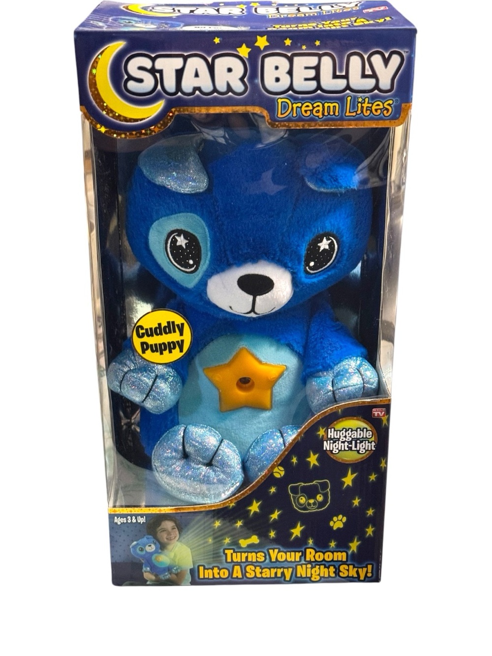 Ontel Star Belly Dream Lites Stuffed Animal Night Light, Cuddly Blue Puppy NWT